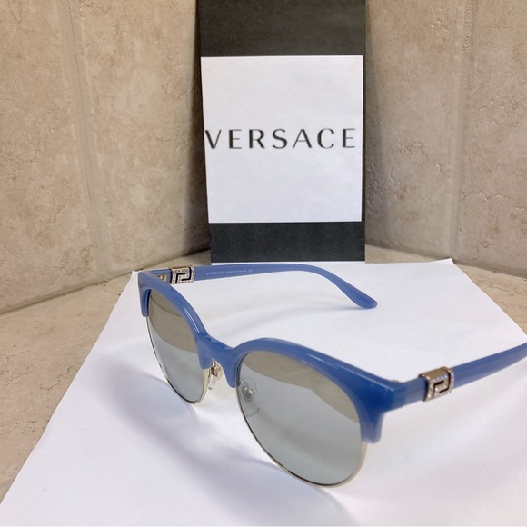 New Versace Blue Gold Crystals Sunglasses MOD4326B 52276V - Picture 10 of 14
